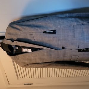 Express mens gray plaid 3-piece suit